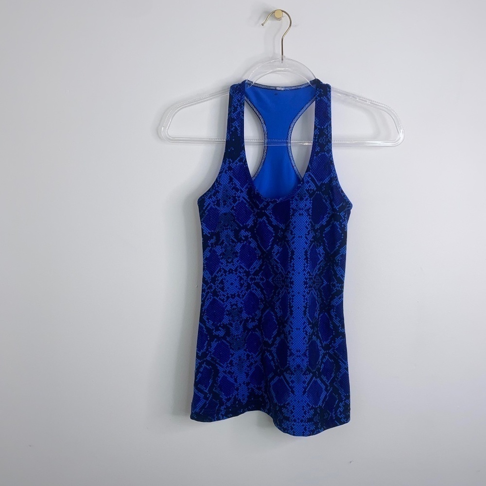 Lululemon Cool Racerback Tank Top Women 4 Mini Ziggy Snake Pipe Dream Sapphire